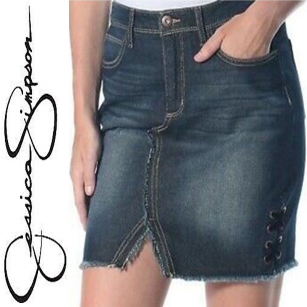 Jessica Simpson Adorn High Waist Denim Skirt Size 28‎ 30 4 / 6